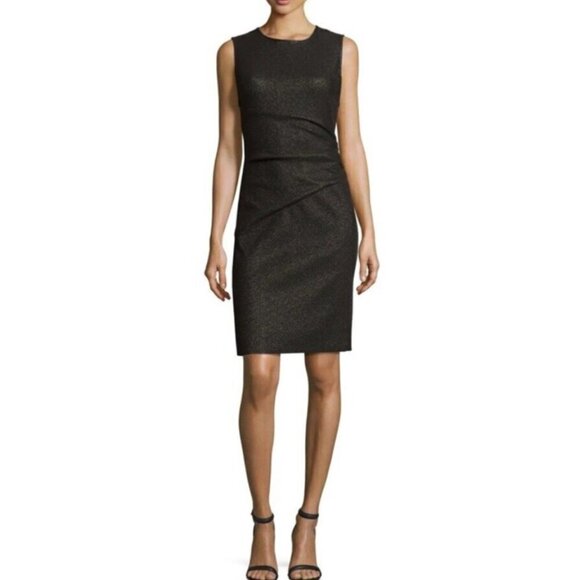 Diane Von Furstenberg Glennie Sheath Sleeveless Black Metallic Stretch Dress 4 - Picture 1 of 16